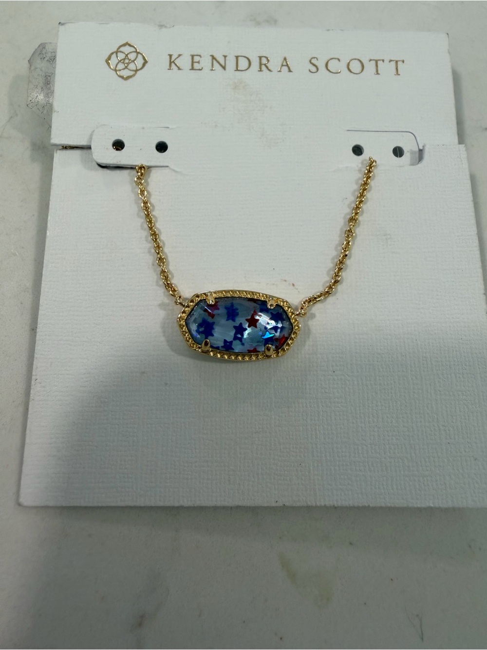 Kendra Scott Gold Chain Necklace with Blue Star Resin Pendant
